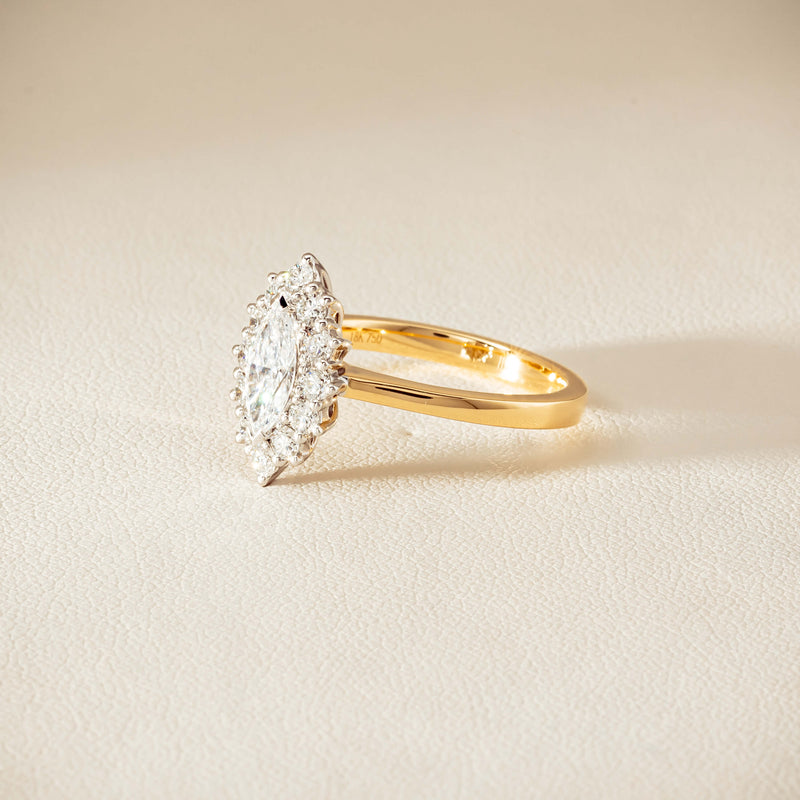 18ct Yellow Gold .57ct Marquise-Cut Diamond Belle Ring