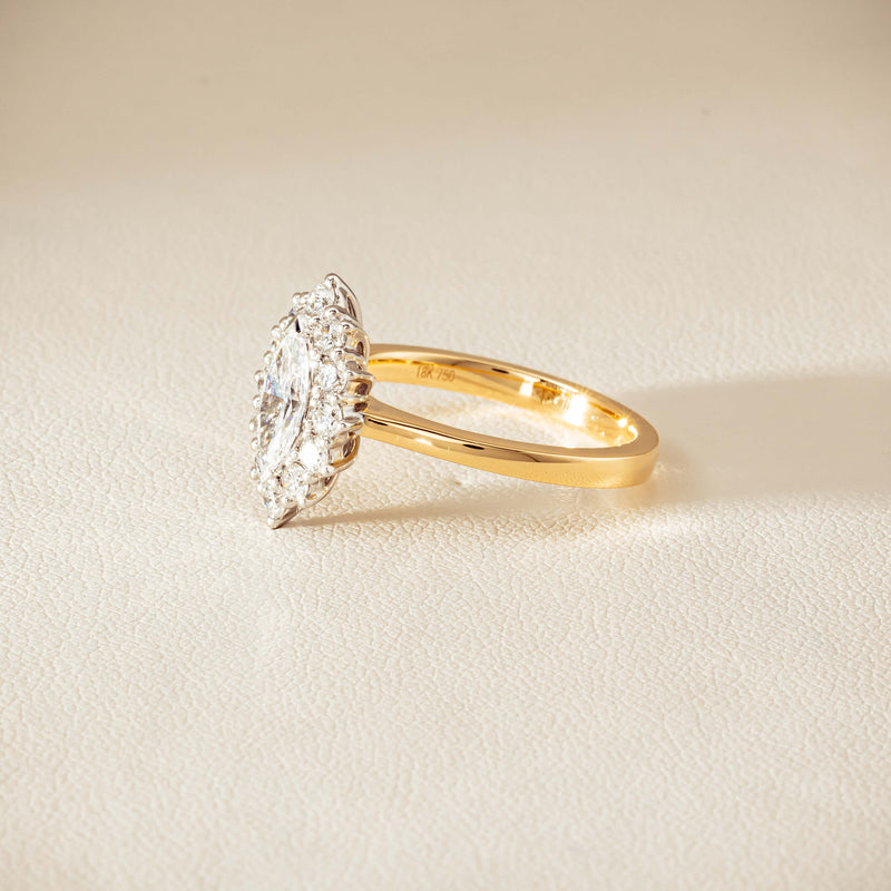 18ct Yellow Gold .57ct Marquise-Cut Diamond Belle Ring