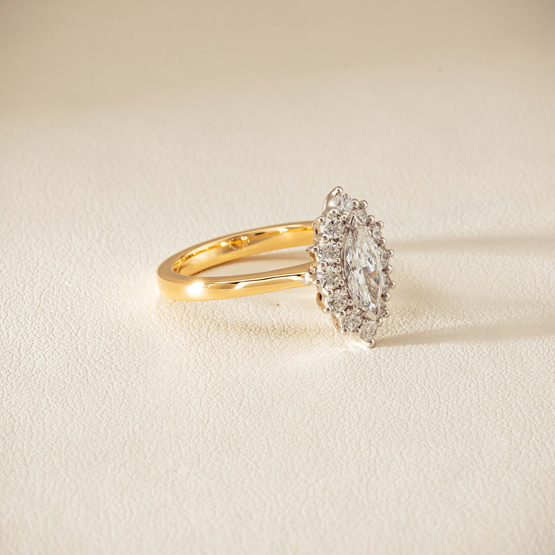 18ct Yellow Gold .57ct Marquise-Cut Diamond Belle Ring