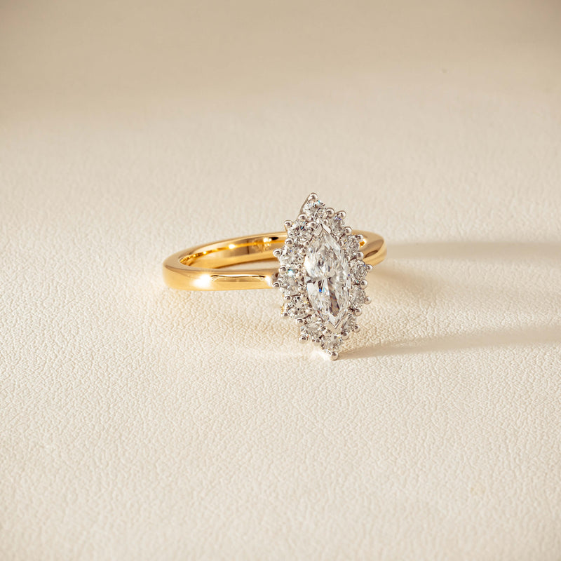 18ct Yellow Gold .57ct Marquise-Cut Diamond Belle Ring