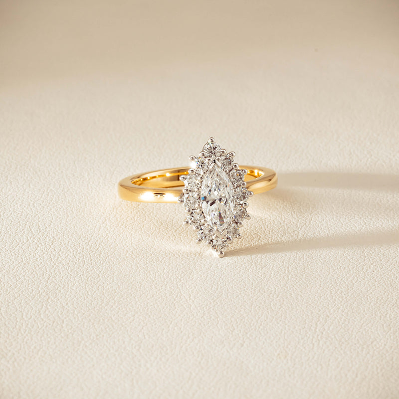 18ct Yellow Gold .57ct Marquise-Cut Diamond Belle Ring