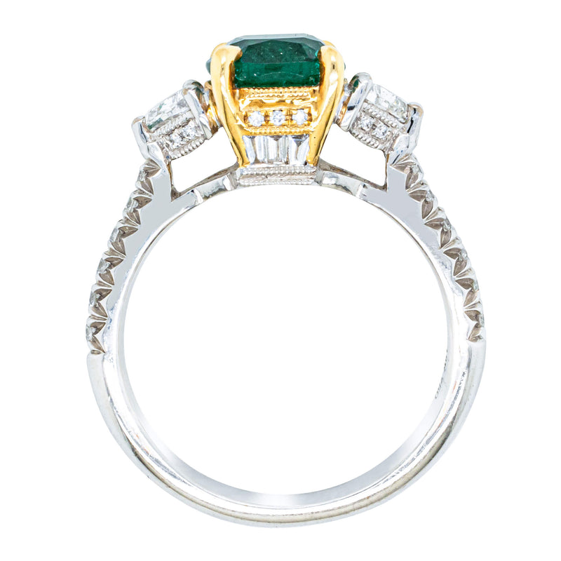 18ct White & Yellow Gold 2.67ct Emerald & Diamond Ring-Ring-Walker & Hall
