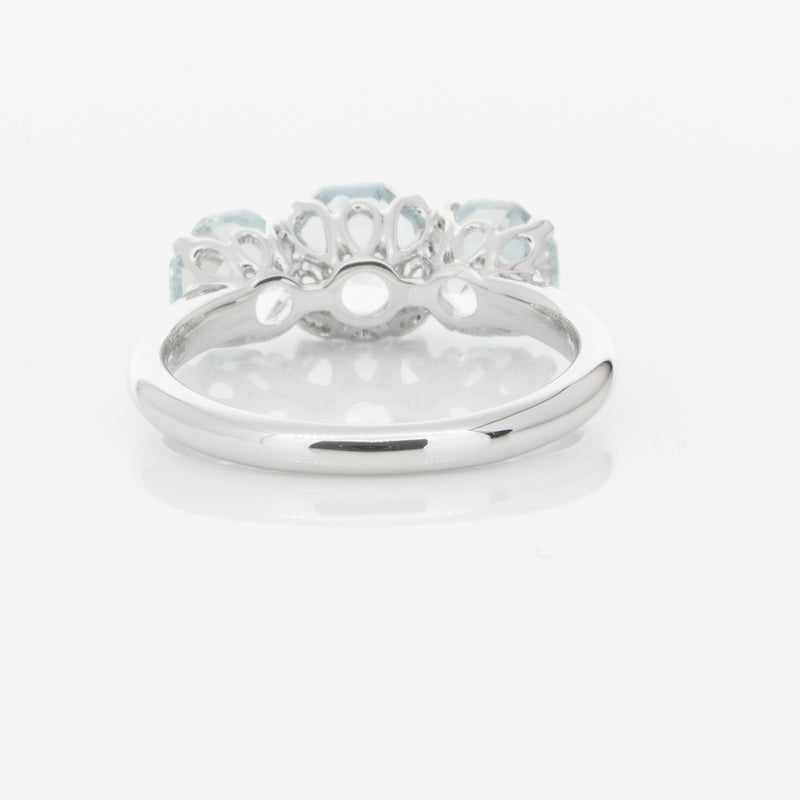 18ct White Gold Three Stone Aquamarine Octavia Ring-Ring-Walker & Hall