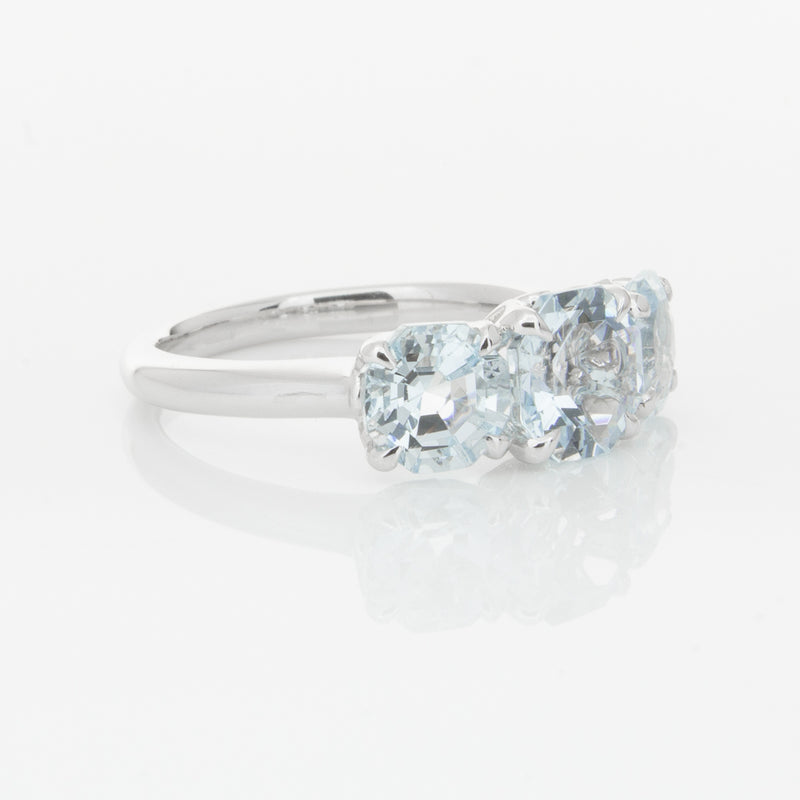 18ct White Gold Three Stone Aquamarine Octavia Ring-Ring-Walker & Hall