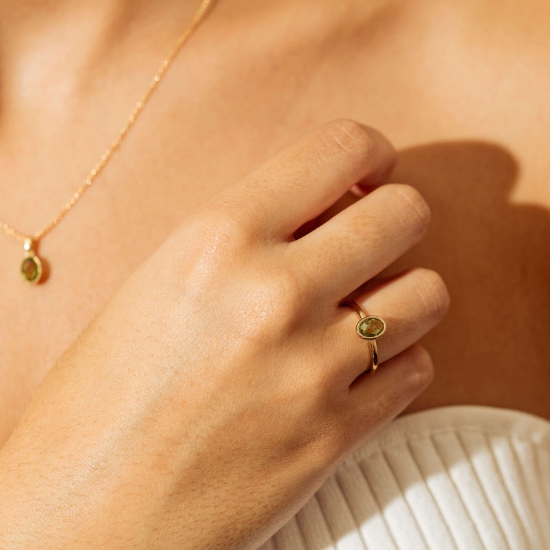 9ct Yellow Gold Peridot Lemongrass Ring-Ring-Walker & Hall