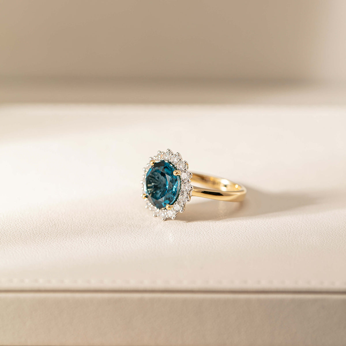 Blue topaz and diamond Belle Ring