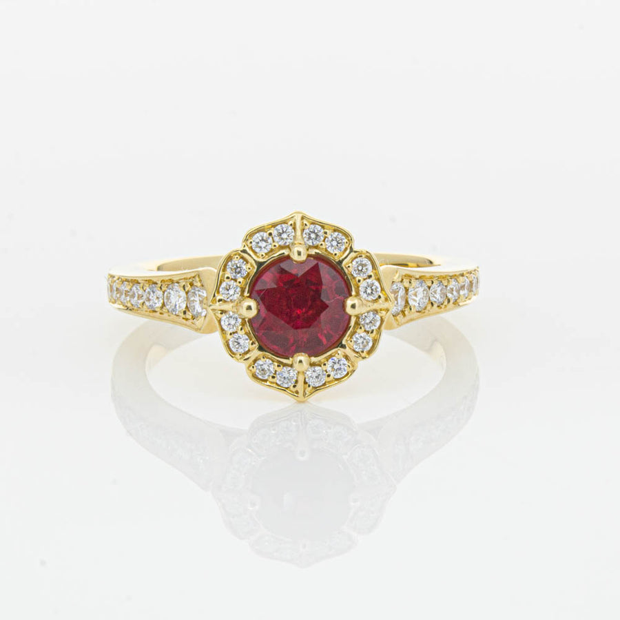 18ct Yellow Gold 1.04ct Ruby & Diamond Ring-Ring-Walker & Hall