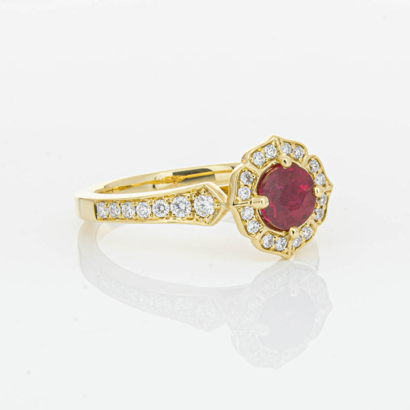 18ct Yellow Gold 1.04ct Ruby & Diamond Ring-Ring-Walker & Hall