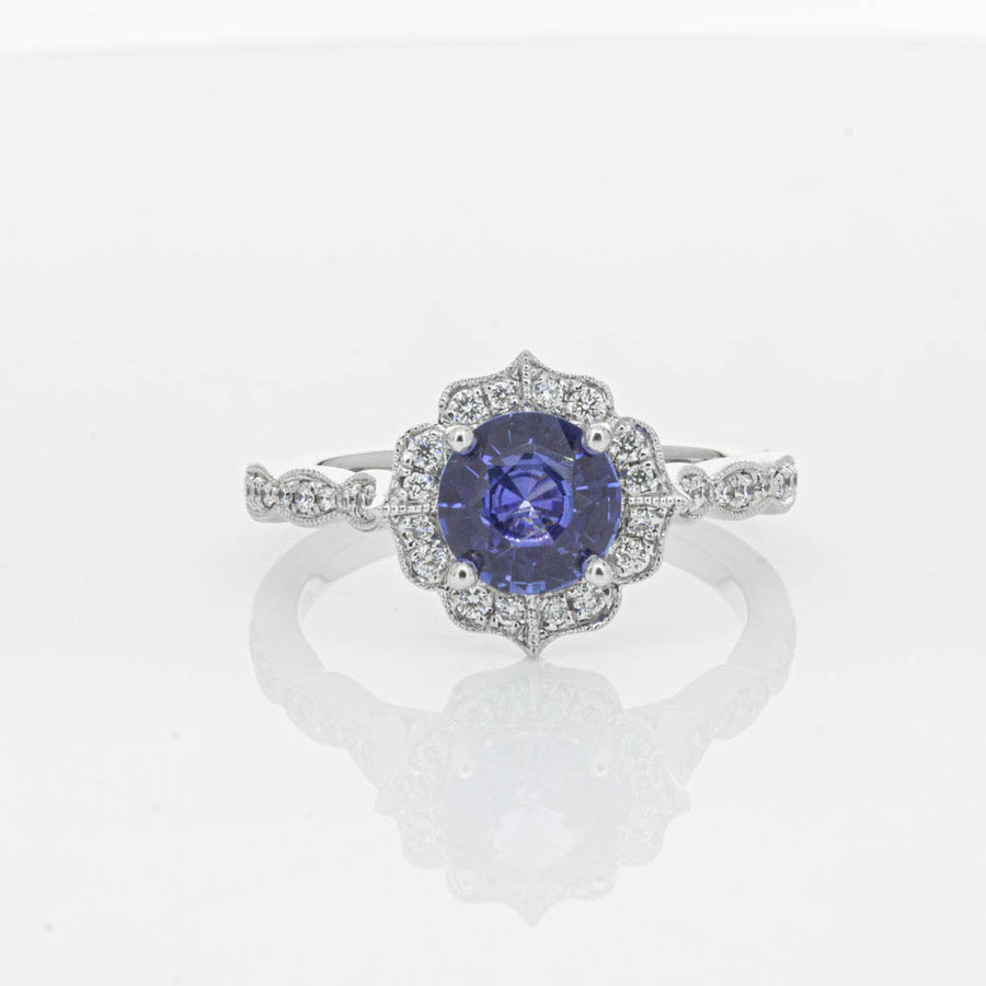 18ct White Gold 1.18ct Sapphire & Diamond Paramount Ring-Ring-Walker & Hall
