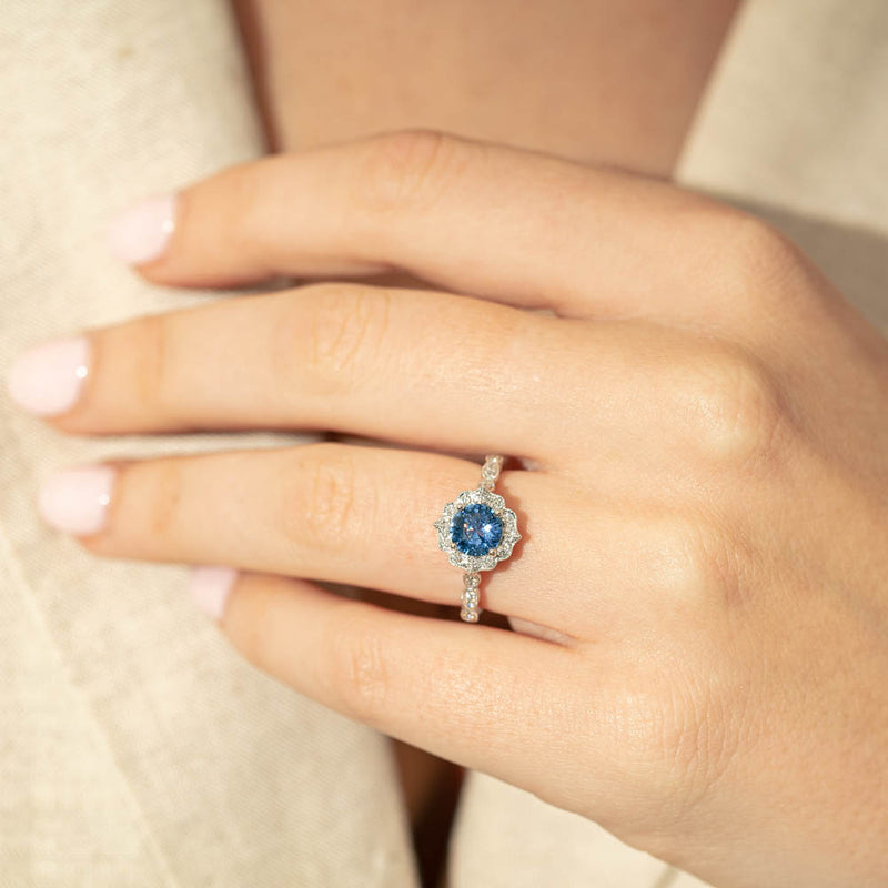 18ct White Gold 1.18ct Sapphire & Diamond Paramount Ring-Ring-Walker & Hall