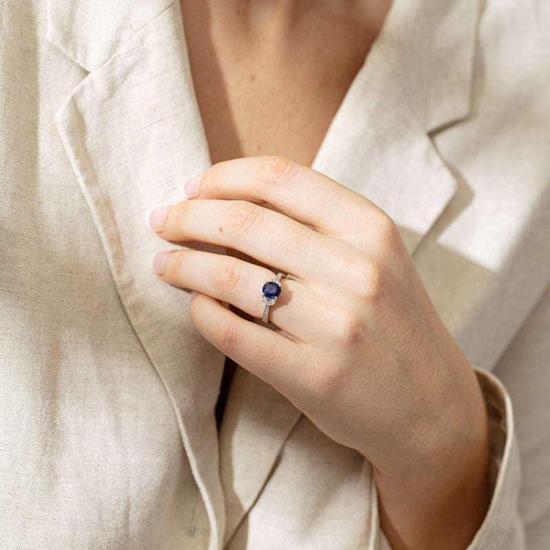 Deja Vu Platinum 1.88ct Sapphire & Diamond Ring-Ring-Walker & Hall