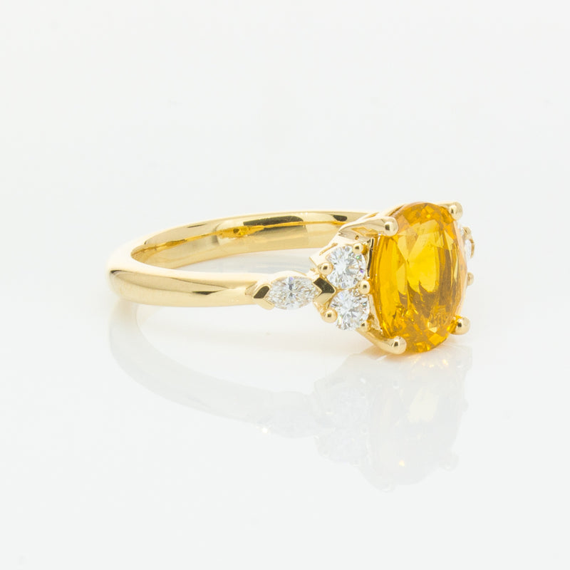 18ct Yellow Gold 2.03ct Golden Sapphire & Diamond Oriana Ring-Ring-Walker & Hall