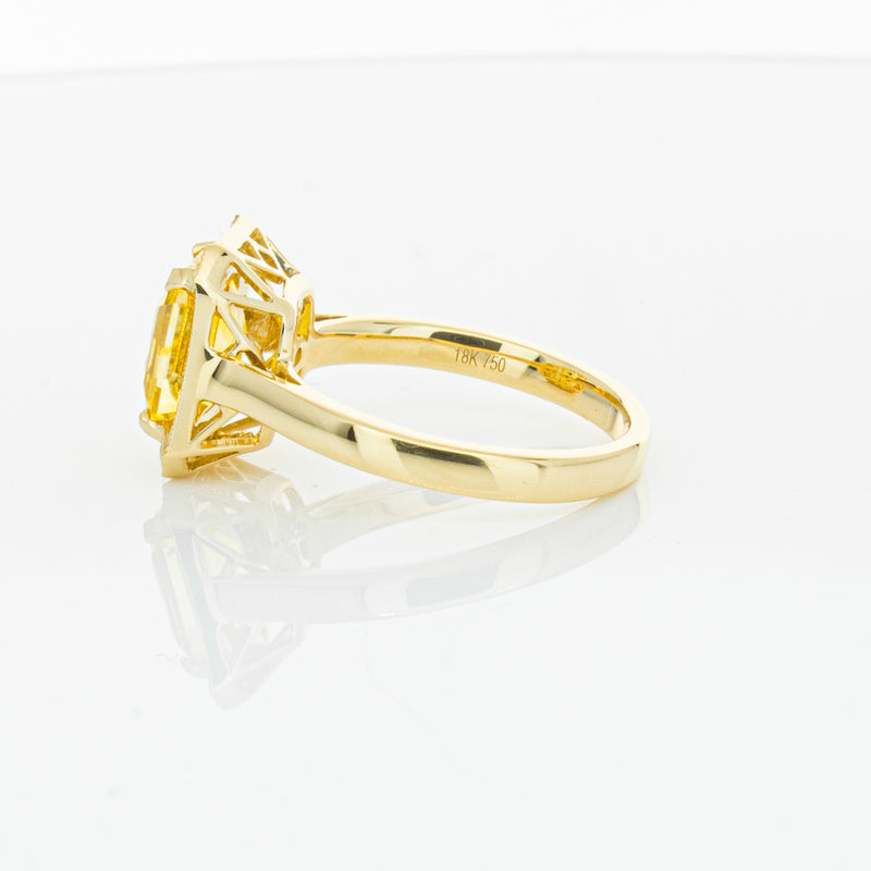 18ct Yellow Gold 3.01ct Yellow Sapphire & Diamond Empire Ring-Ring-Walker & Hall
