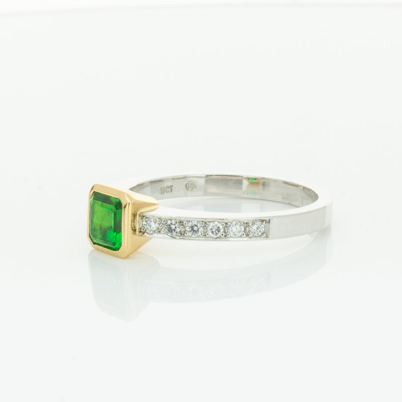 Deja Vu 18ct White Gold .70ct Emerald & Diamond Ring-Ring-Walker & Hall