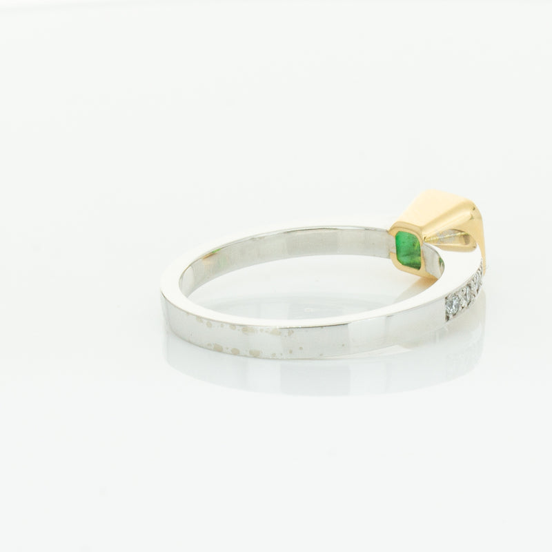 Deja Vu 18ct White Gold .70ct Emerald & Diamond Ring-Ring-Walker & Hall