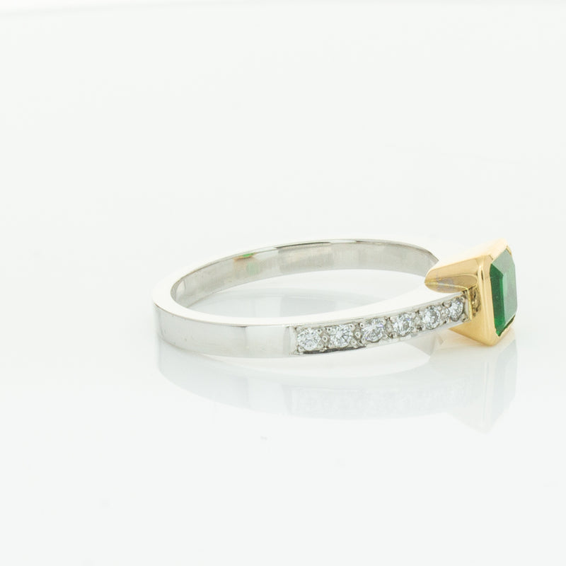Deja Vu 18ct White Gold .70ct Emerald & Diamond Ring-Ring-Walker & Hall