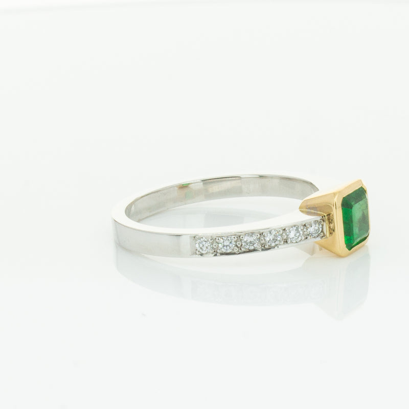 Deja Vu 18ct White Gold .70ct Emerald & Diamond Ring-Ring-Walker & Hall