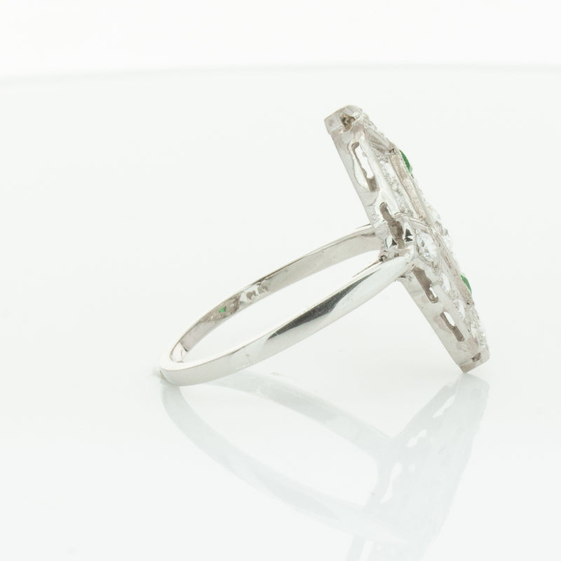 Vintage Platinum .40ct Diamond & Emerald Ring-Ring-Walker & Hall