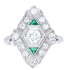 Vintage Platinum .40ct Diamond & Emerald Ring-Ring-Walker & Hall