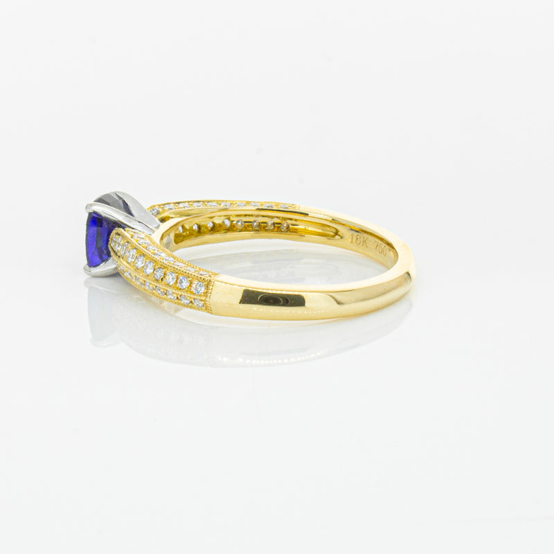 18ct Yellow Gold 1.02ct Sapphire & Diamond Ring-Ring-Walker & Hall