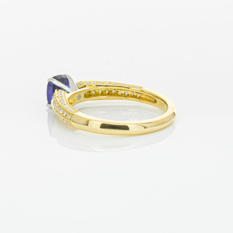 18ct Yellow Gold 1.02ct Sapphire & Diamond Ring-Ring-Walker & Hall
