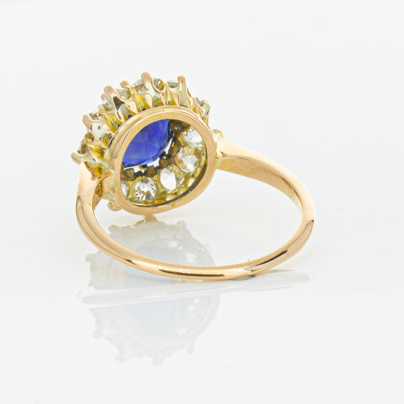 Vintage 17ct Rose Gold 2.41ct Sapphire & Diamond Ring-Ring-Walker & Hall