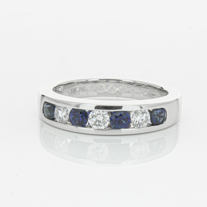 18ct White Gold .50ct Sapphire & Diamond Tigris Ring-Ring-Walker & Hall