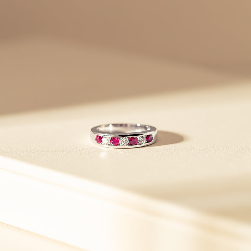 18ct White Gold .50ct Ruby & Diamond Tigris Ring-Ring-Walker & Hall