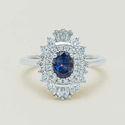 18ct White Gold 1.06ct Sapphire & Diamond Kira Ring - Ring - Walker & Hall
