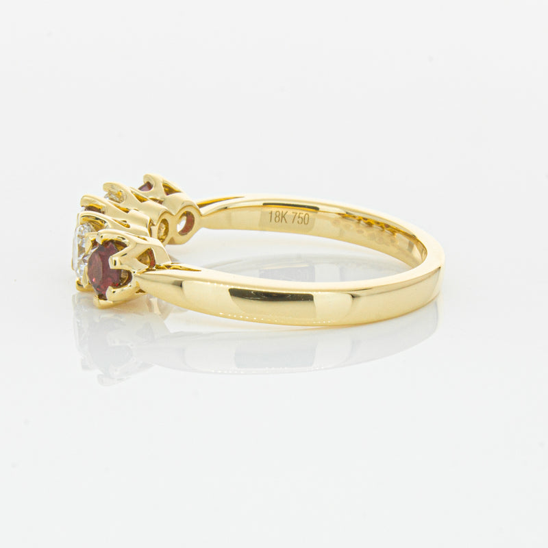 18ct Yellow Gold Ruby & Diamond Pentagon Ring-Ring-Walker & Hall