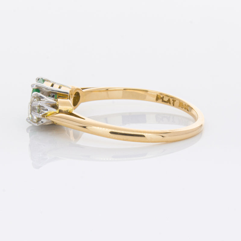 Deja Vu 17ct Yellow Gold & Platinum .50ct Emerald & Diamond Ring-Ring-Walker & Hall