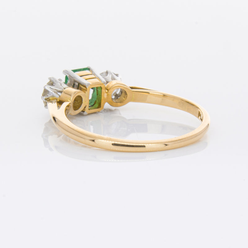 Deja Vu 17ct Yellow Gold & Platinum .50ct Emerald & Diamond Ring-Ring-Walker & Hall