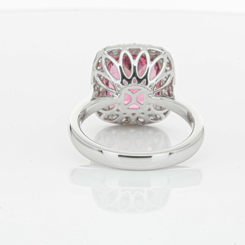 18ct White Gold 5.64ct Pink Tourmaline & Diamond Fleur Ring-Ring-Walker & Hall