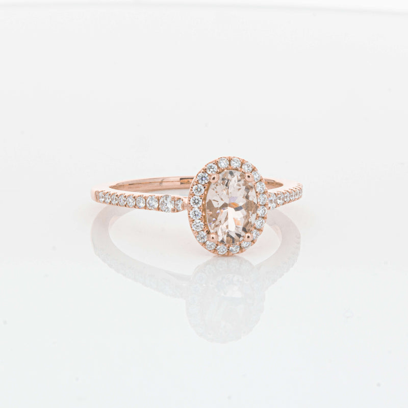 18ct Rose Gold .64ct Morganite & Diamond Mini Sierra Ring-Ring-Walker & Hall