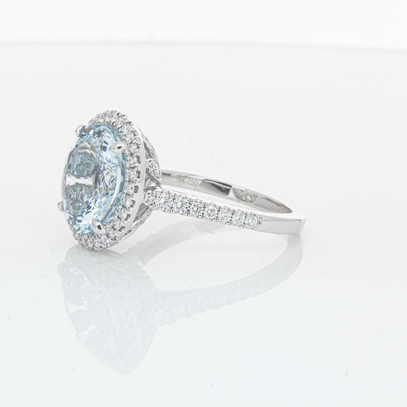18ct White Gold 5.30ct Aquamarine & Diamond Sierra Ring-Ring-Walker & Hall