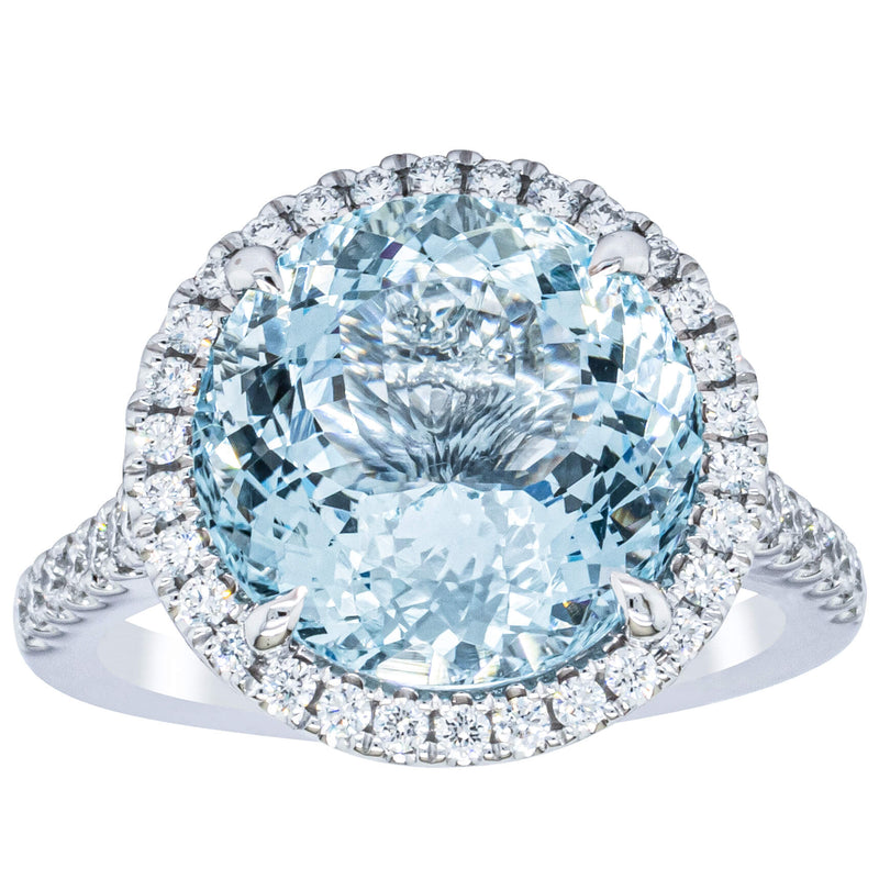 18ct White Gold 5.30ct Aquamarine & Diamond Sierra Ring-Ring-Walker & Hall