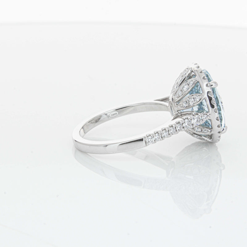 18ct White Gold 5.30ct Aquamarine & Diamond Sierra Ring-Ring-Walker & Hall