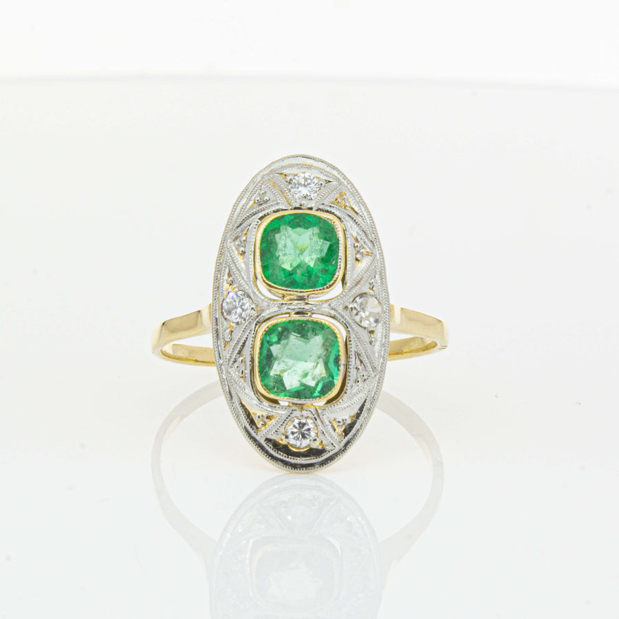 Deja Vu 15ct Yellow Gold .90ct Emerald & Diamond Ring-Ring-Walker & Hall
