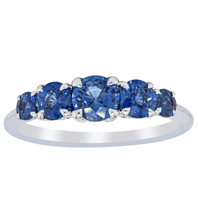18ct White Gold Five Stone Sapphire Octavia Ring-Ring-Walker & Hall