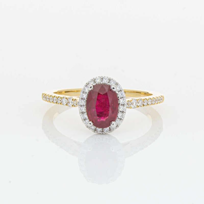 18ct Yellow Gold 1.09ct Ruby & Diamond Mini Sierra Ring-Ring-Walker & Hall