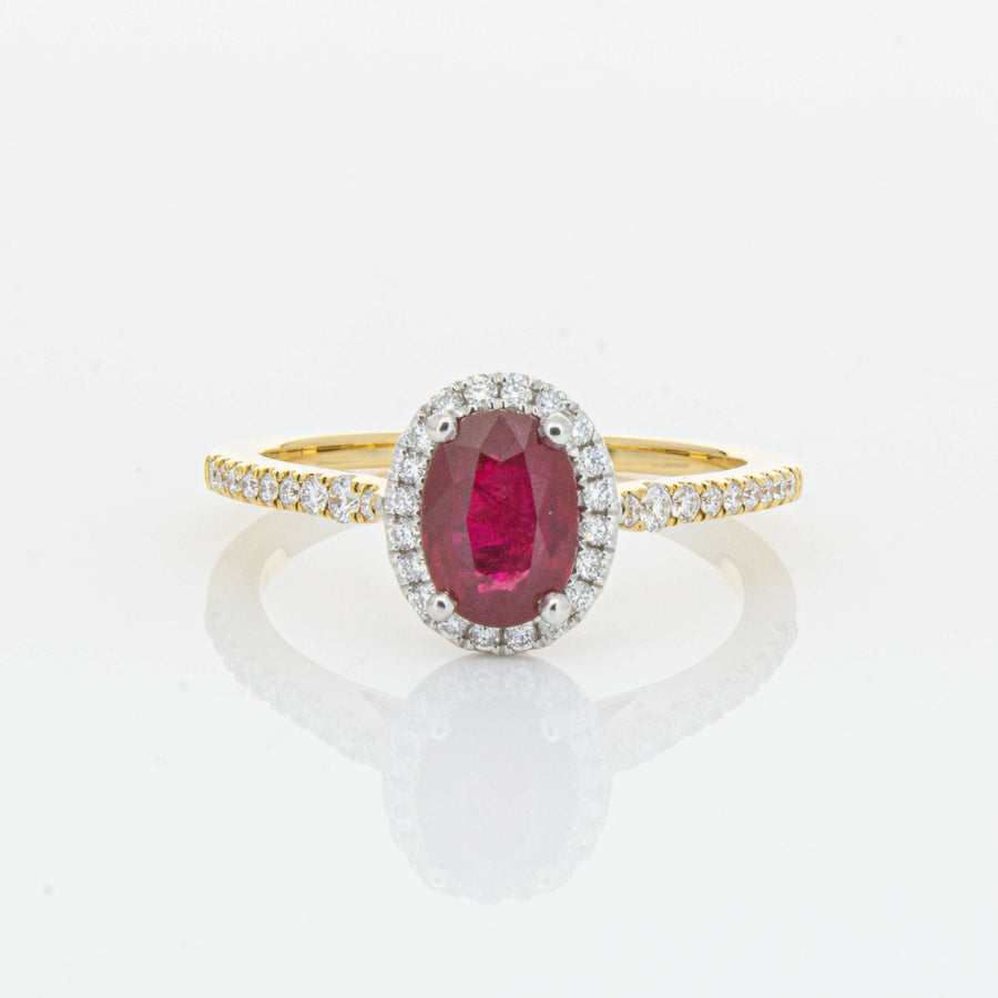 18ct Yellow Gold 1.09ct Ruby & Diamond Mini Sierra Ring-Ring-Walker & Hall