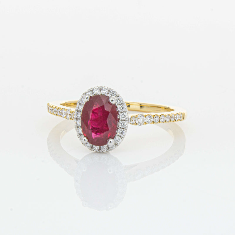 18ct Yellow Gold 1.09ct Ruby & Diamond Mini Sierra Ring-Ring-Walker & Hall