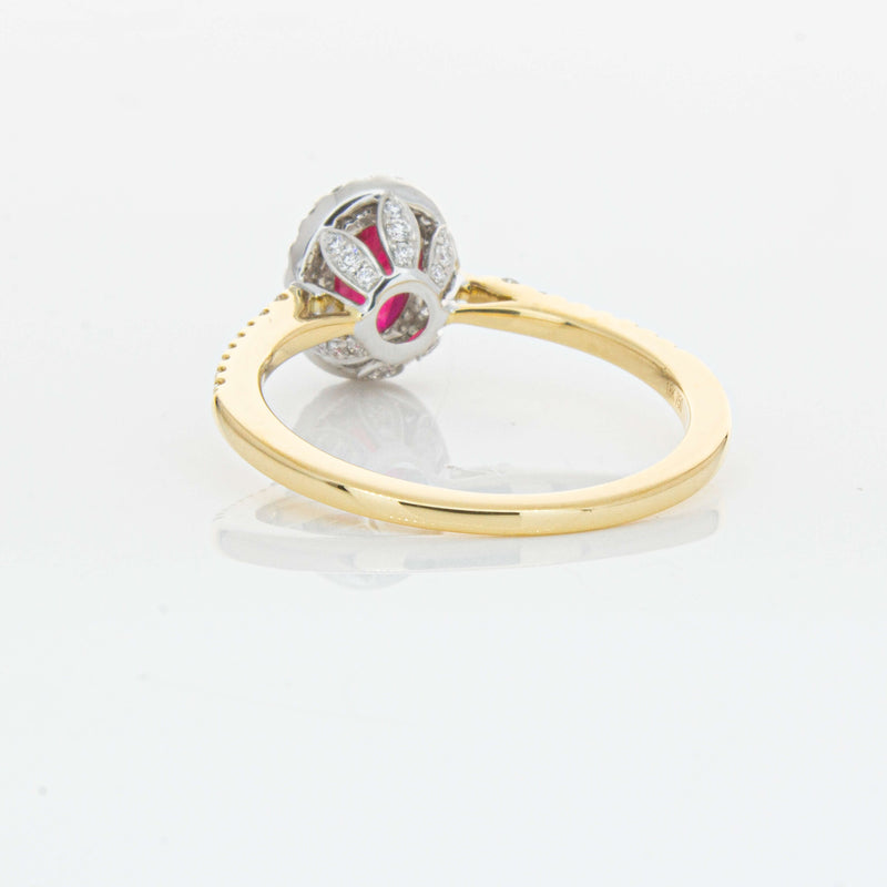 18ct Yellow Gold 1.09ct Ruby & Diamond Mini Sierra Ring-Ring-Walker & Hall