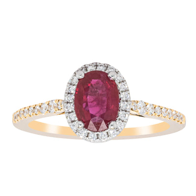 18ct Yellow Gold 1.09ct Ruby & Diamond Mini Sierra Ring-Ring-Walker & Hall