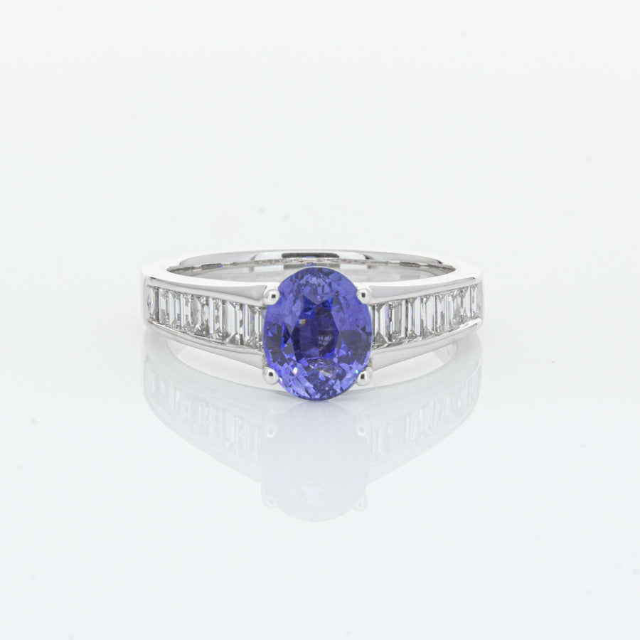18ct White Gold 1.69ct Sapphire & Diamond Ring-Ring-Walker & Hall