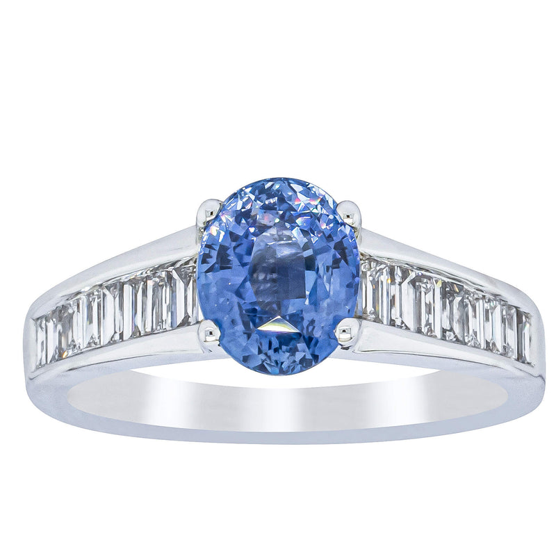 18ct White Gold 1.69ct Sapphire & Diamond Ring-Ring-Walker & Hall