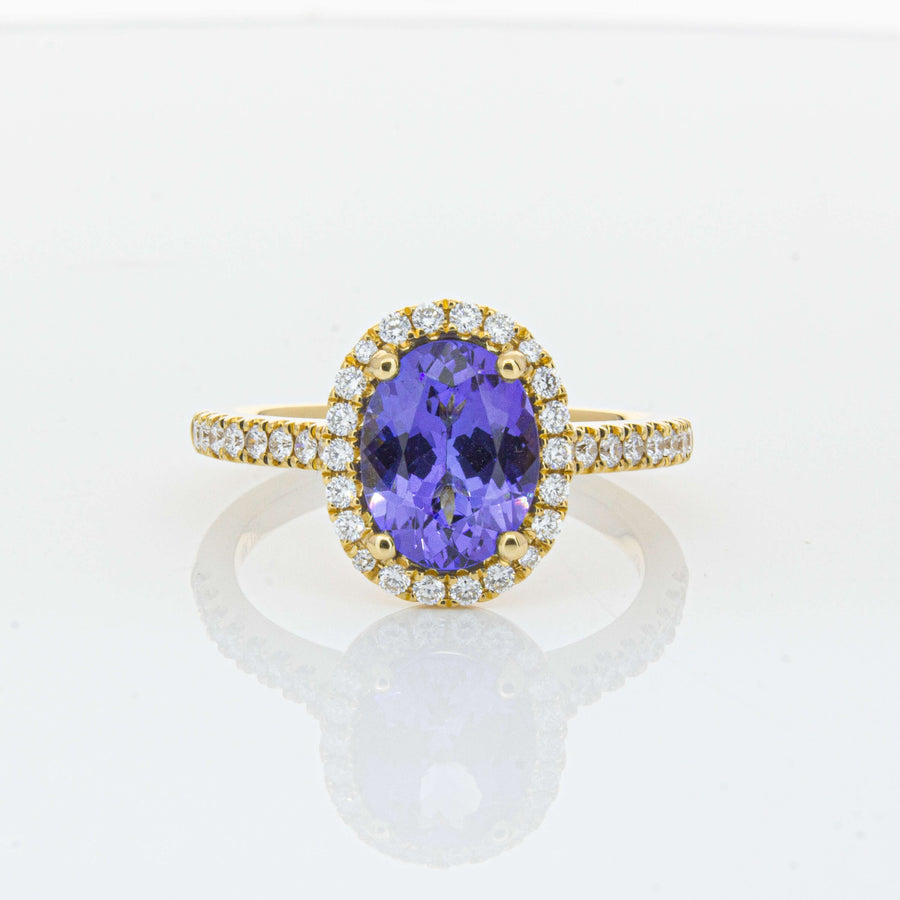 18ct Yellow Gold 1.95ct Tanzanite & Diamond Ring-Ring-Walker & Hall