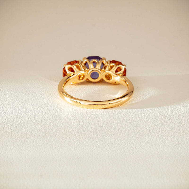 18ct Yellow Gold Three Stone Tanzanite & Citrine Octavia Ring-Ring-Walker & Hall
