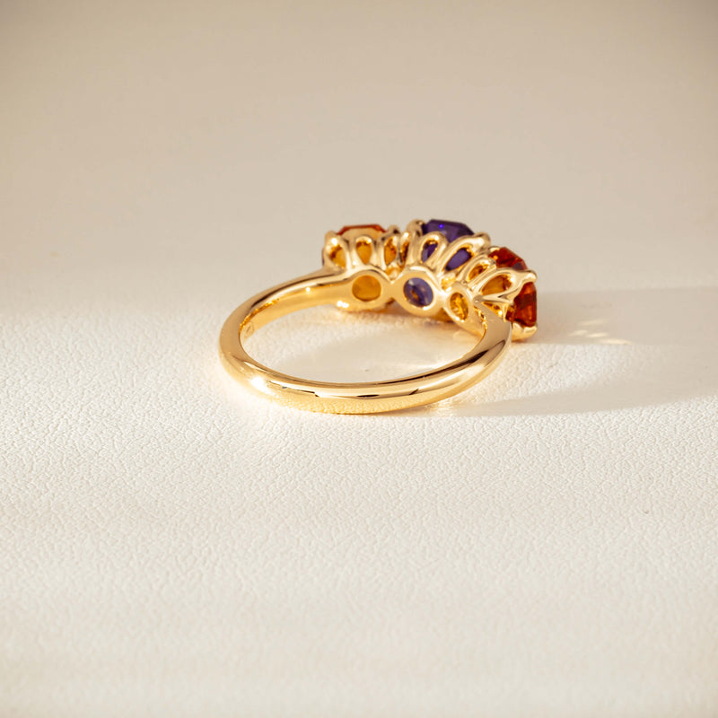 18ct Yellow Gold Three Stone Tanzanite & Citrine Octavia Ring-Ring-Walker & Hall