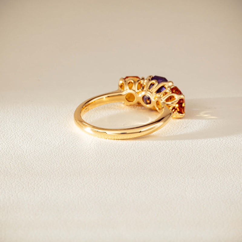 18ct Yellow Gold Three Stone Tanzanite & Citrine Octavia Ring-Ring-Walker & Hall
